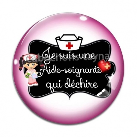 Cabochon Verre - aide soignante qui déchire