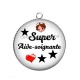 Pendentif Cabochon Argent - super aide soignante