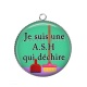 Pendentif Cabochon Argent - je suis une ASH qui déchire