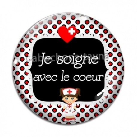 Cabochon Verre - je soigne avec le coeur