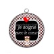 Pendentif Cabochon Argent - je soigne avec le coeur