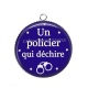 Pendentif Cabochon Argent - un policier qui déchire