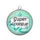 Pendentif Cabochon Argent - super collègue
