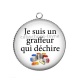 Pendentif Cabochon Argent - je suis graffeur qui déchire