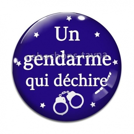 Cabochon Verre - un gendarme qui déchire