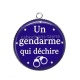 Pendentif Cabochon Argent - un gendarme qui déchire