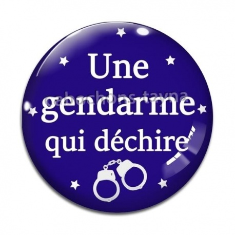 Cabochon Verre - une gendarme qui déchire