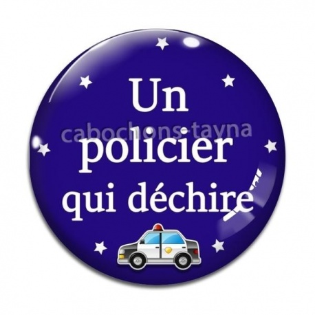 Cabochon Verre - un policier qui déchire