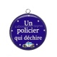 Pendentif Cabochon Argent - un policier qui déchire
