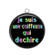 Pendentif Cabochon Argent - je suis une coiffeuse qui déchire