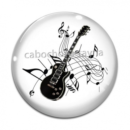 Cabochon Verre - guitare note musique