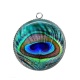 Pendentif Cabochon Argent - plume paon