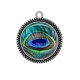 Pendentif Cabochon Argent - plume paon