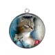 Pendentif Cabochon Argent - chat