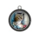 Pendentif Cabochon Argent - chat