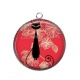 Pendentif Cabochon Argent - chat