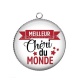 Pendentif Cabochon Argent - meilleur chéri du monde
