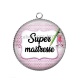 Pendentif Cabochon Argent - super maîtresse