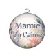 Pendentif Cabochon Argent - mamie on t'aime