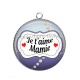 Pendentif Cabochon Argent - je t'aime mamie
