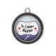 Pendentif Cabochon Argent - je t'aime mamie