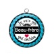 Pendentif Cabochon Argent - je suis un beau frère qui déchire