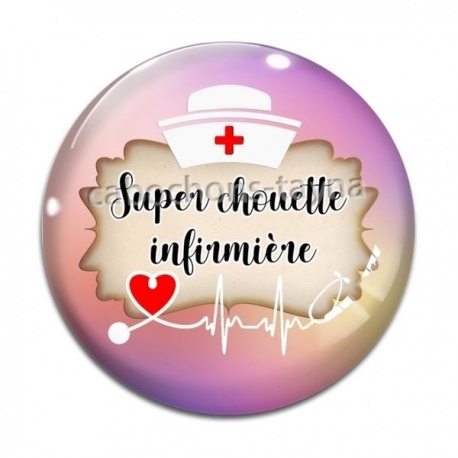 Cabochon Verre - super chouette infirmière