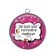 Pendentif Cabochon Argent - une infirmière magique