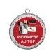 Pendentif Cabochon Argent - infirmière au top