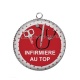 Pendentif Cabochon Argent - infirmière au top
