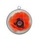Pendentif Cabochon Argent - coquelicot rouge