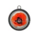 Pendentif Cabochon Argent - coquelicot rouge