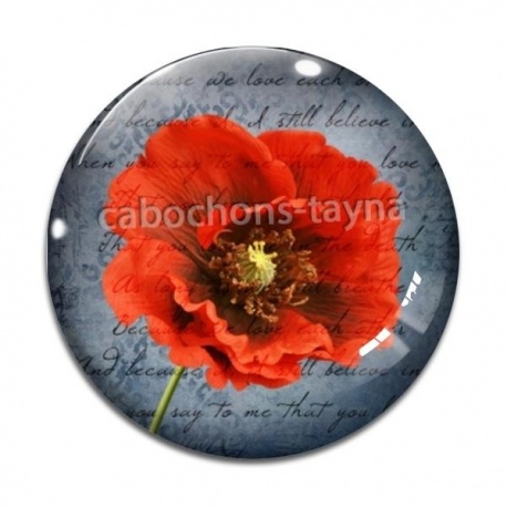 Cabochon Verre - coquelicot 