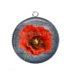 Pendentif Cabochon Argent - coquelicot 