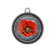 Pendentif Cabochon Argent - coquelicot 
