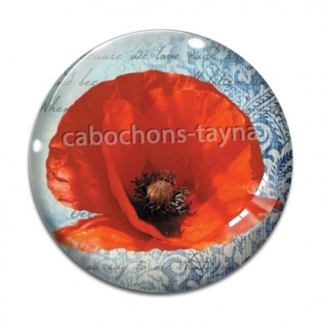 Cabochon Verre - coquelicot 