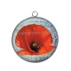 Pendentif Cabochon Argent - coquelicot 