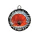 Pendentif Cabochon Argent - coquelicot 