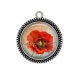 Pendentif Cabochon Argent - coquelicot 
