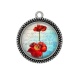 Pendentif Cabochon Argent - coquelicot 
