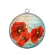 Pendentif Cabochon Argent - coquelicot 