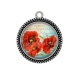 Pendentif Cabochon Argent - coquelicot 