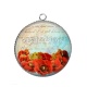 Pendentif Cabochon Argent - coquelicot 