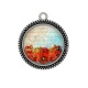 Pendentif Cabochon Argent - coquelicot 