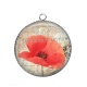 Pendentif Cabochon Argent - coquelicot 