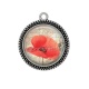 Pendentif Cabochon Argent - coquelicot 