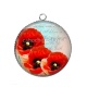 Pendentif Cabochon Argent - coquelicot 