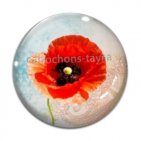 Cabochon Verre - coquelicot 