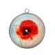 Pendentif Cabochon Argent - coquelicot 