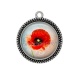 Pendentif Cabochon Argent - coquelicot 